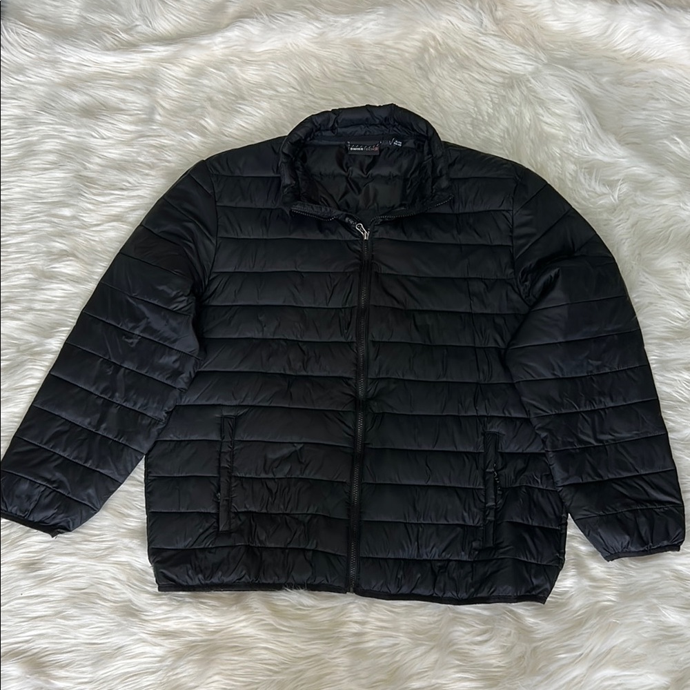 Swiss Tech Men's Black Quilted Packable Puffer Jacket